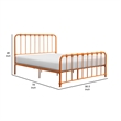 Ethan Full Size Metal Bed- Orange Spindle Design- Heavy Duty Slat Support
