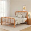 Ethan Full Size Metal Bed- Orange Spindle Design- Heavy Duty Slat Support