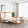 Ethan Twin Size Metal Bed- Orange Spindle Design- Heavy Duty Slat Support