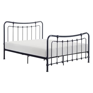 Engel Full Size Bed- Metal Spindle Frame in Gray Finish- Traditional Style