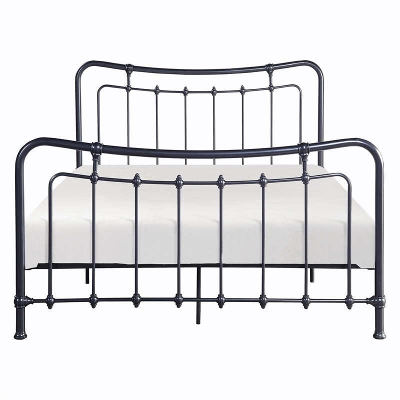 Engel Twin Size Bed- Metal Frame in Gunmetal Finish- Traditional Joining
