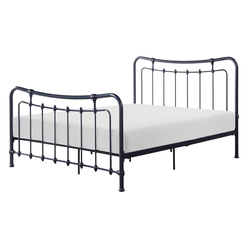 Engel Twin Size Bed- Metal Frame in Gunmetal Finish- Traditional Joining