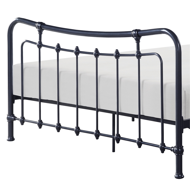 Engel Twin Size Bed- Metal Frame in Gunmetal Finish- Traditional Joining