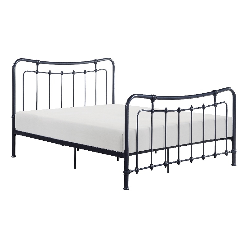 Engel Twin Size Bed- Metal Frame in Gunmetal Finish- Traditional Joining