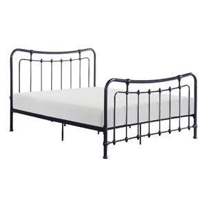 Engel Twin Size Bed- Metal Frame in Gunmetal Finish- Traditional Joining