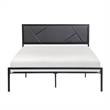 Nick Full Size Platform Bed- Black Faux Leather Upholstered Headboard
