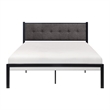 Sam Full Platform Bed- Button Black Tufted Polyester Upholstery Metal Frame
