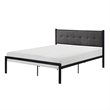 Sam Full Platform Bed- Button Black Tufted Polyester Upholstery Metal Frame