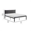 Sam Full Platform Bed- Button Black Tufted Polyester Upholstery Metal Frame