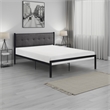 Sam Full Platform Bed- Button Black Tufted Polyester Upholstery Metal Frame