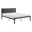 Sam Full Platform Bed- Button Black Tufted Polyester Upholstery Metal Frame