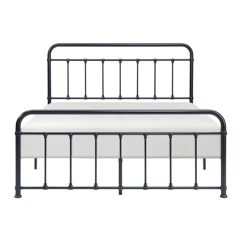 Ryan Twin Size Metal Bed- Platform Foundation- Black Curved Spindle Frame