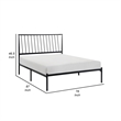 Angie King Size Platform Metal Bed- Subtly Angled Slats on Headboard- Black