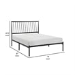 Angie King Size Platform Metal Bed- Subtly Angled Slats on Headboard- Black