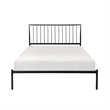 Angie King Size Platform Metal Bed- Subtly Angled Slats on Headboard- Black