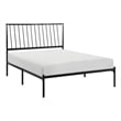 Angie King Size Platform Metal Bed- Subtly Angled Slats on Headboard- Black