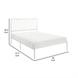 Angie Full Platform Metal Bed- Subtly Angled Slats on Headboard- White