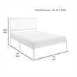 Angie King Size Platform Metal Bed- Subtly Angled Slats on Headboard- White