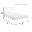 Angie King Size Platform Metal Bed- Subtly Angled Slats on Headboard- White