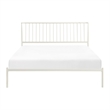 Angie King Size Platform Metal Bed- Subtly Angled Slats on Headboard- White