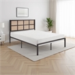 Annie Twin Platform Metal Bed- Brown Faux Cane Panel Headboard- Dark Bronze
