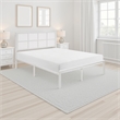 Annie King Platform Metal Bed- White Faux Cane Panel Headboard- Low Profile