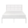 Annie King Platform Metal Bed- White Faux Cane Panel Headboard- Low Profile