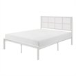Annie King Platform Metal Bed- White Faux Cane Panel Headboard- Low Profile