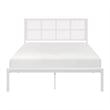 Annie Twin Platform Metal Bed- White Faux Cane Panel Headboard- Low Profile