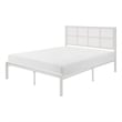 Annie Twin Platform Metal Bed- White Faux Cane Panel Headboard- Low Profile