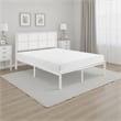 Annie Twin Platform Metal Bed- White Faux Cane Panel Headboard- Low Profile