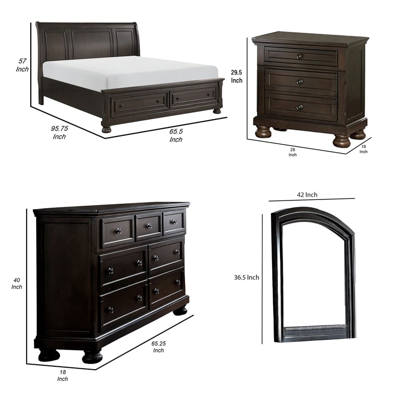 Oria Four Piece Queen Size Bedroom Set- Round Knobs