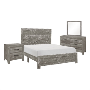 Ko Four Piece King Size Bedroom Set- Panel Detailing- Metal Handles