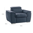 Rida 45 Inch Chair- Pull Out Ottoman- Adjustable Headrest- Solid Wood- Blue