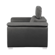Rida 45 Inch Chair- Pull Out Ottoman- Adjustable Headrest- Solid Wood- Gray