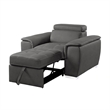 Rida 45 Inch Chair- Pull Out Ottoman- Adjustable Headrest- Solid Wood- Gray