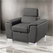 Rida 45 Inch Chair- Pull Out Ottoman- Adjustable Headrest- Solid Wood- Gray