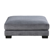 Rix 45 Inch Ottoman- Attached Seat Cushion in Gray Corduroy Fabric- Wood