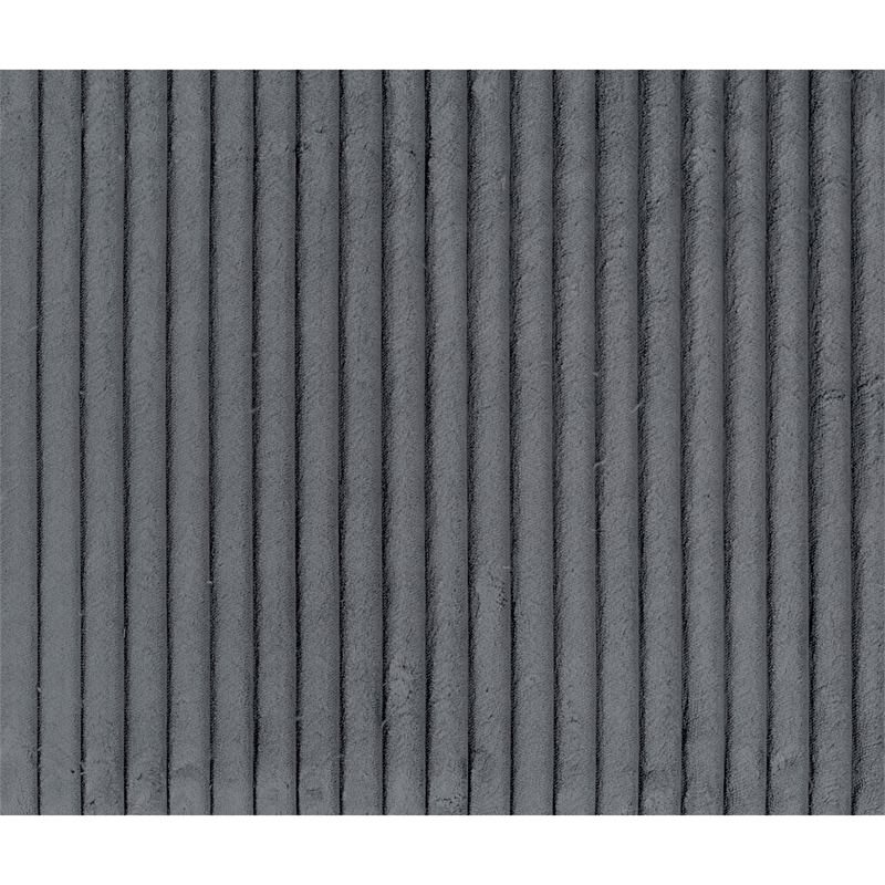 Rix 45 Inch Ottoman- Attached Seat Cushion in Gray Corduroy Fabric- Wood