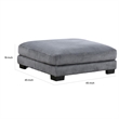Rix 45 Inch Ottoman- Attached Seat Cushion in Gray Corduroy Fabric- Wood