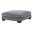 Rix 45 Inch Ottoman- Attached Seat Cushion in Gray Corduroy Fabric- Wood