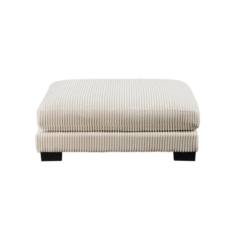 Rix 45 Inch Ottoman- Attached Seat Cushion in Beige Corduroy Fabric- Wood