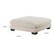 Rix 45 Inch Ottoman- Attached Seat Cushion in Beige Corduroy Fabric- Wood