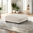 Rix 45 Inch Ottoman- Attached Seat Cushion in Beige Corduroy Fabric- Wood