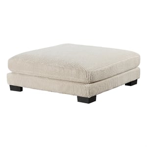 Rix 45 Inch Ottoman- Attached Seat Cushion in Beige Corduroy Fabric- Wood