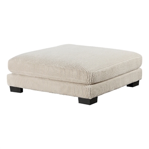 Rix 45 Inch Ottoman- Attached Seat Cushion in Beige Corduroy Fabric- Wood