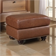Boro 28 Inch Ottoman- Rich Brown Top Grain and Faux Leather- Solid Wood