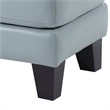 Sofy 27 Inch Ottoman- Aqua Blue Top Grain and Faux Leather- Solid Wood