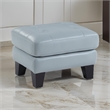Sofy 27 Inch Ottoman- Aqua Blue Top Grain and Faux Leather- Solid Wood