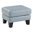 Sofy 27 Inch Ottoman- Aqua Blue Top Grain and Faux Leather- Solid Wood